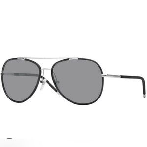 Burberry Black and Silver Men's Aviator Glasses 3090